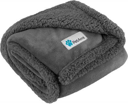 Dog Blanket for Medium Large Dogs and Pets, Soft Sherpa Fleece Pet Blanket Throw Cats Puppies, Reversible Plush Couch Cover Protector Sofa Bed Car Seat, Machine Washable, 80X60, Solid Dark Gray